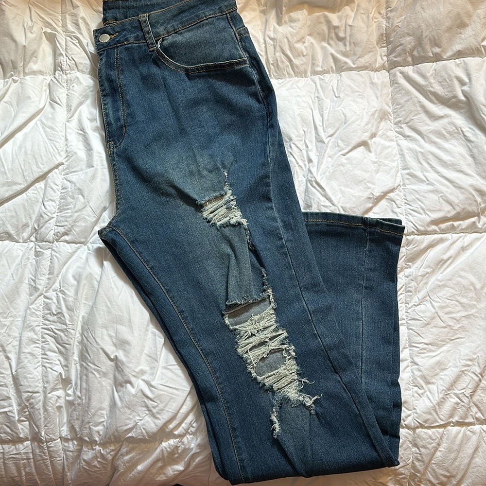 Flared Ripped Jeans - Picture 2 of 3
